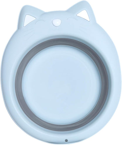 Kisangel Portable Foldable Washbasin Cat Shape Cartoon Design PP Material Space Saving Wash Tub for Bathing - PuriLite