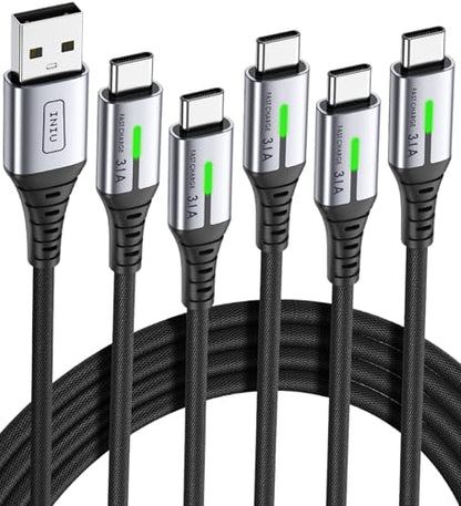 USB C Cable, INIU 3.1A Type C Cable Fast Charging (6.6ft), Zinc Alloy Braided Data USB-C Cable, USB A to USB C Charger Cable for iPhone 16 15 14 Pro Max iPad Samsung S22 S21 Huawei Xiaomi OnePlus - PuriLite