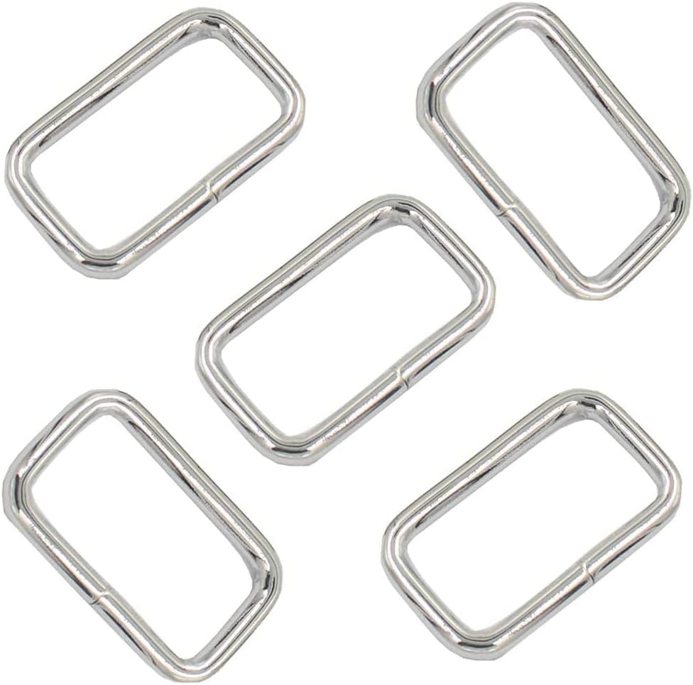 100PCS 1 inch Rectangle Ring Buckles Adjuster Square Buckle for Hardware Bags Hand DIY Accessories (Silver) - PuriLite