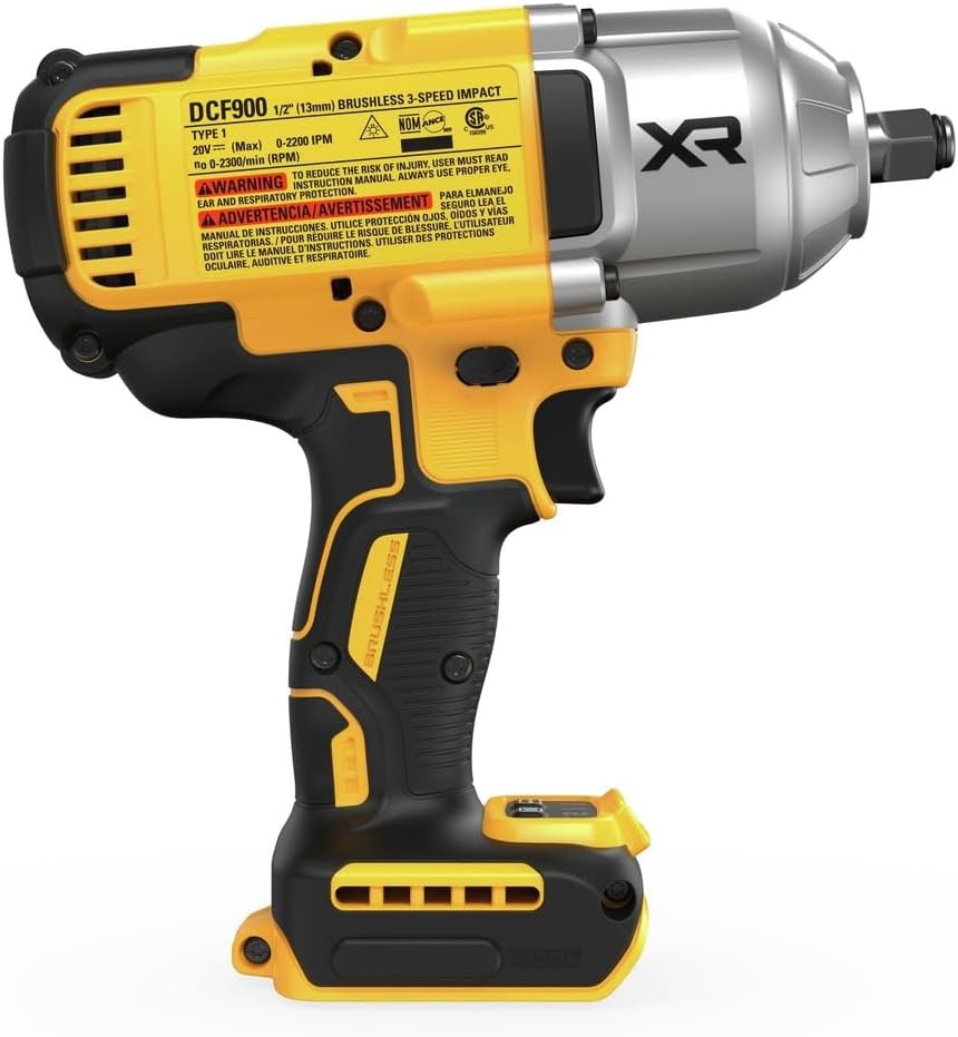 DEWALT 20V MAX XR Impact Wrench, 1/2 In Cordless, High Torque, 4 Speed Precision Mode, Tool Only (DCF900B) - PuriLite