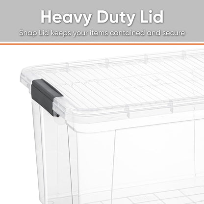 Superio Storage Bins with Lids- 3 Pack, 1.85 Qt Clear Boxes for Organizing, Stackable Plastic Containers- BPA Free, Non-Toxic, Odor Free, Organizer for Home, Office, Dorm - PuriLite