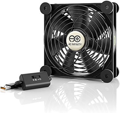 AC Infinity MULTIFAN S3 Quiet 120mm USB Cooling Fan – UL-Certified, Multi-Speed Adjustable for Electronics, Game Consoles, DVR, Receiver, and Computer Cabinets - PuriLite
