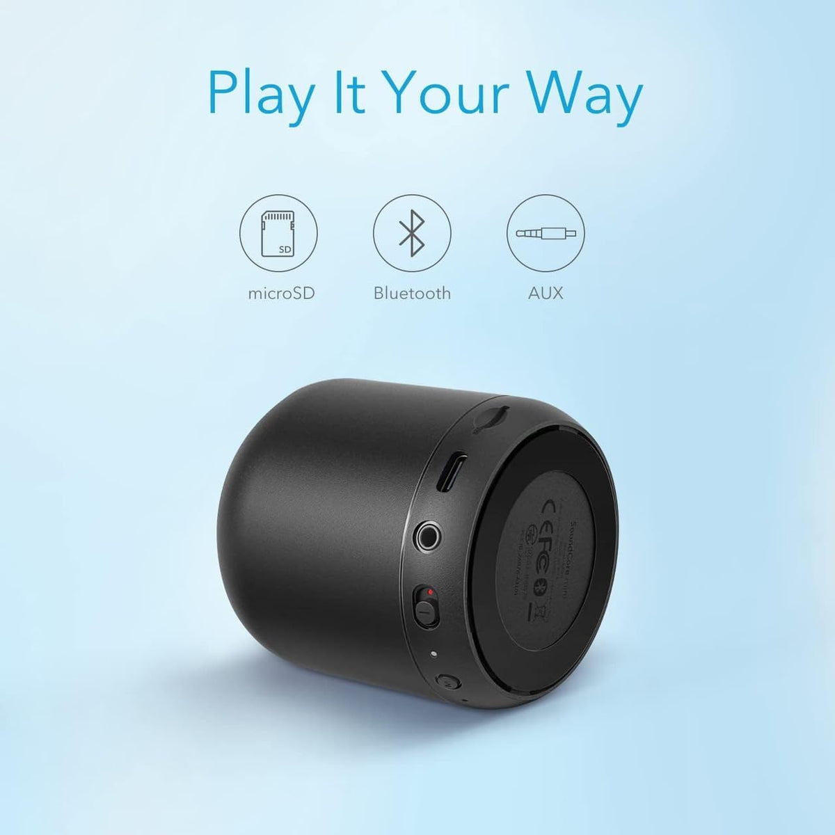 Anker SoundCore mini, Super-Portable Bluetooth Speaker with 15-Hour Playtime, 66-Foot Bluetooth Range, Enhanced Bass, Noise-Cancelling Microphone - PuriLite