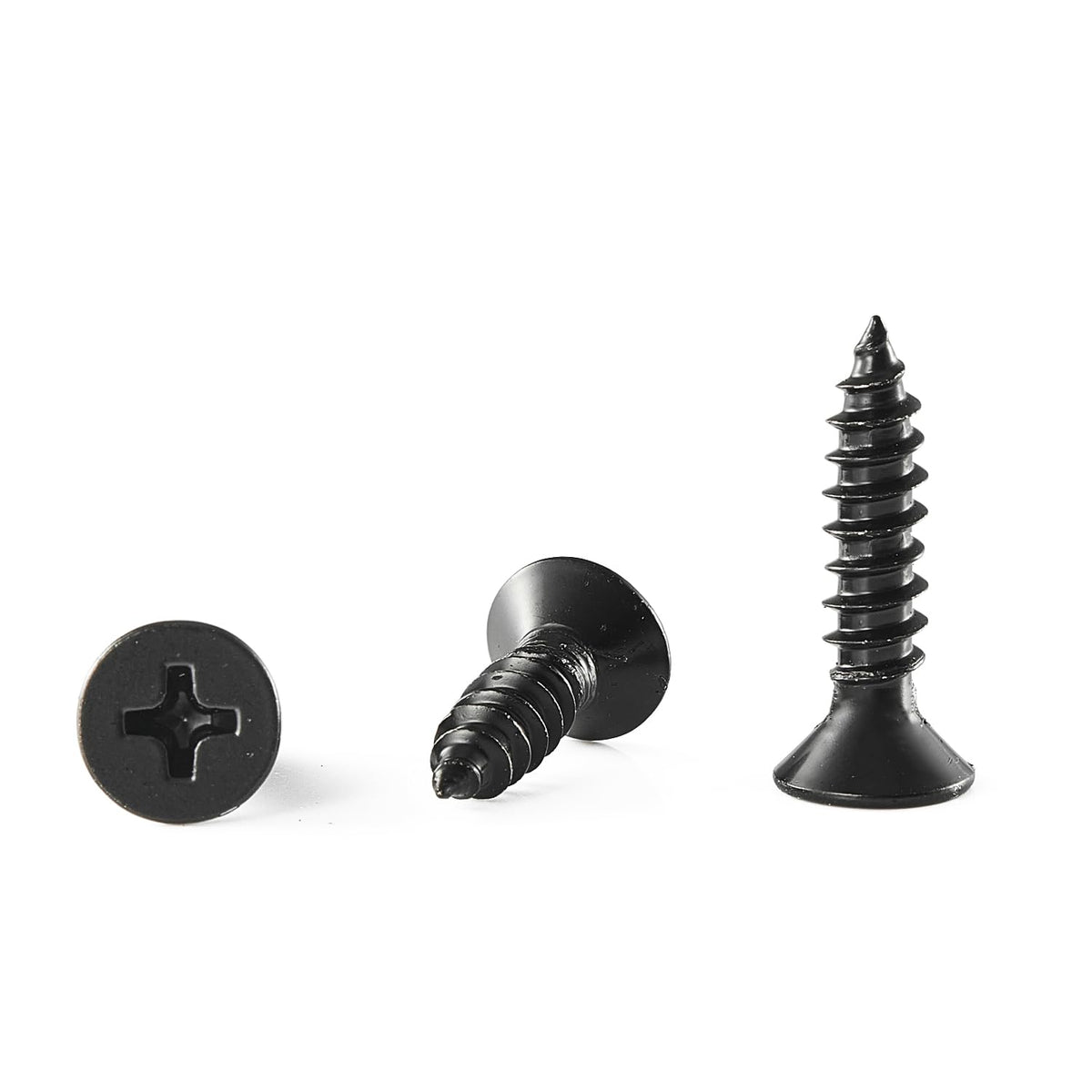 GOHODOMINO #4 x 1/2" Wood Screw 100Pcs, Stainless Steel 304 (18-8) Screws Flat Head Phillips Fast Self Tapping Drywall Screws Black Oxide - PuriLite