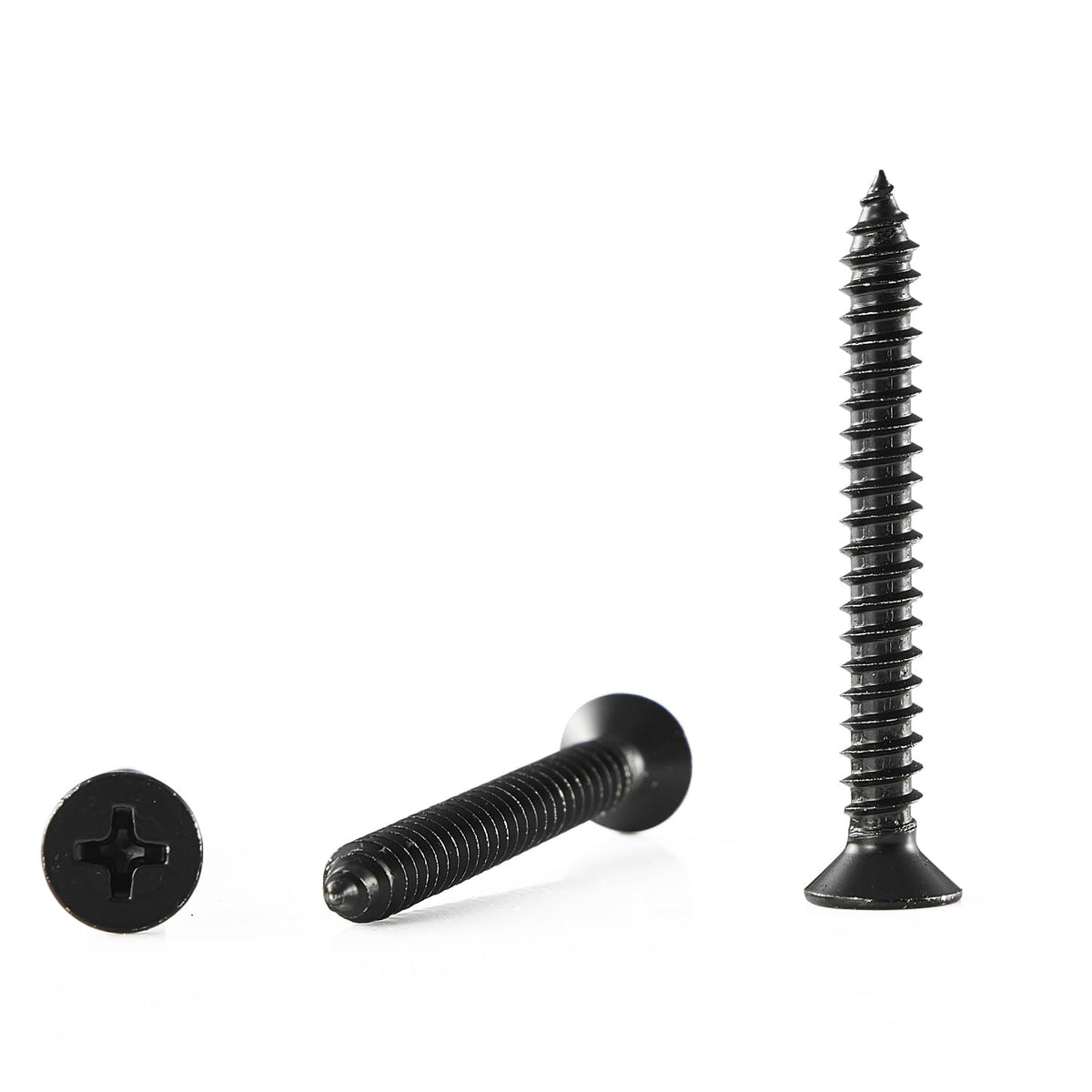 GOHODOMINO #4 x 1/2" Wood Screw 100Pcs, Stainless Steel 304 (18-8) Screws Flat Head Phillips Fast Self Tapping Drywall Screws Black Oxide - PuriLite