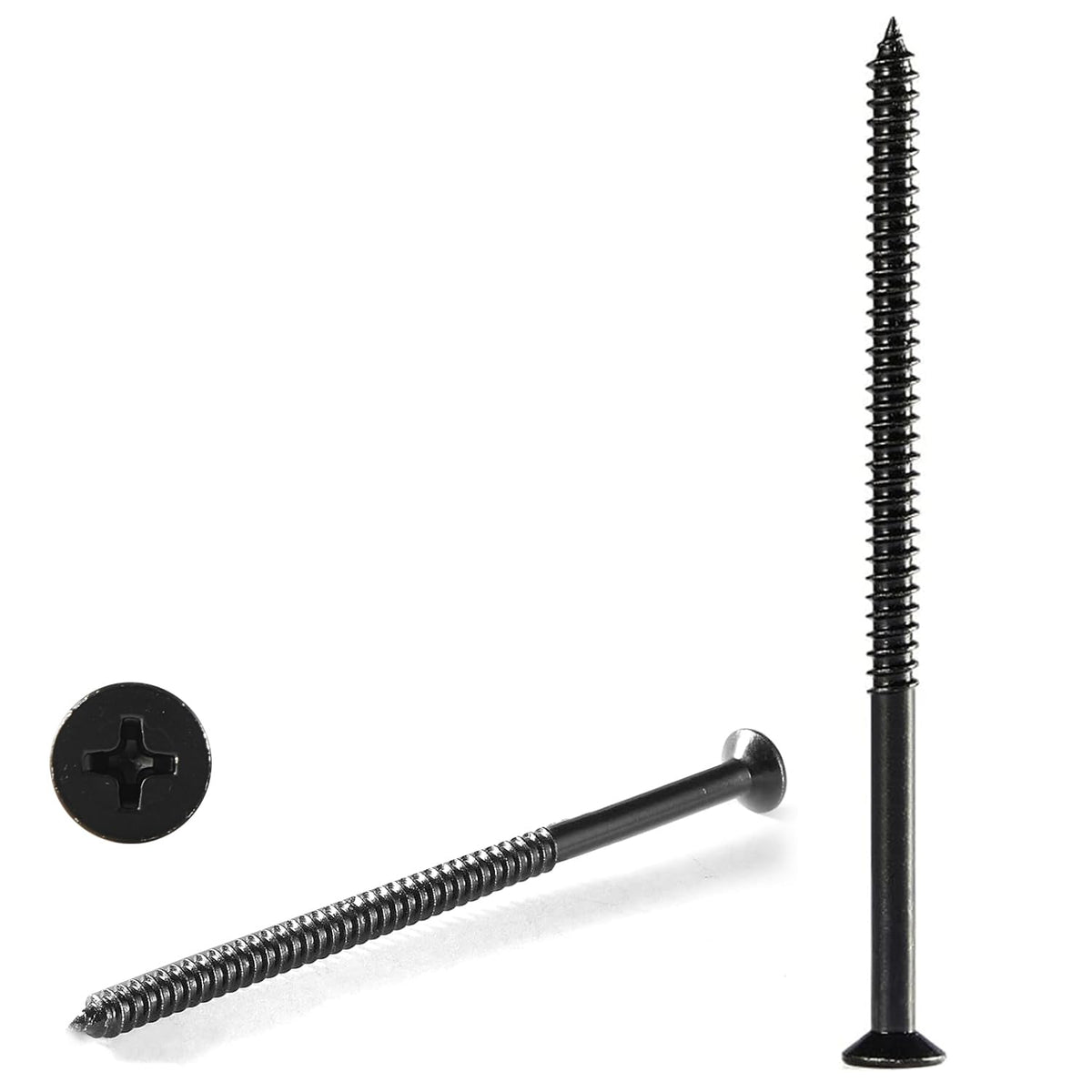 GOHODOMINO #4 x 1/2" Wood Screw 100Pcs, Stainless Steel 304 (18-8) Screws Flat Head Phillips Fast Self Tapping Drywall Screws Black Oxide - PuriLite