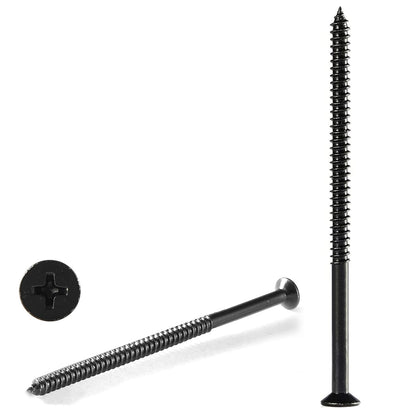 GOHODOMINO #4 x 1/2" Wood Screw 100Pcs, Stainless Steel 304 (18-8) Screws Flat Head Phillips Fast Self Tapping Drywall Screws Black Oxide - PuriLite