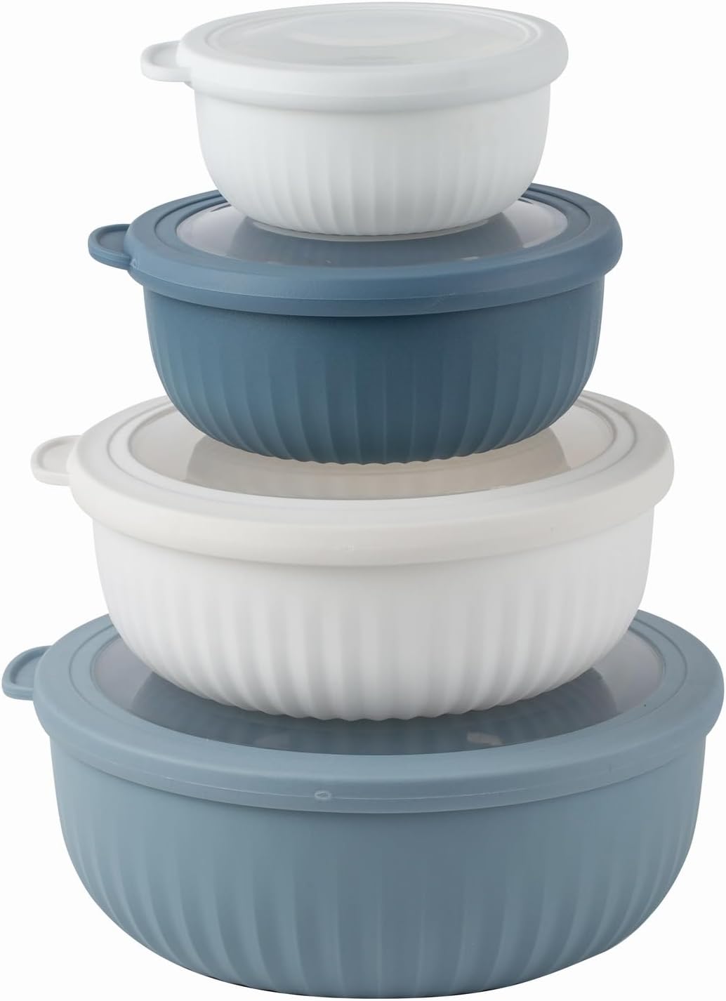 COOK WITH COLOR Prep Bowls with Lids- 8 Piece Nesting Plastic Small Mixing Bowl Set with Lids (Teal Ombre) - PuriLite