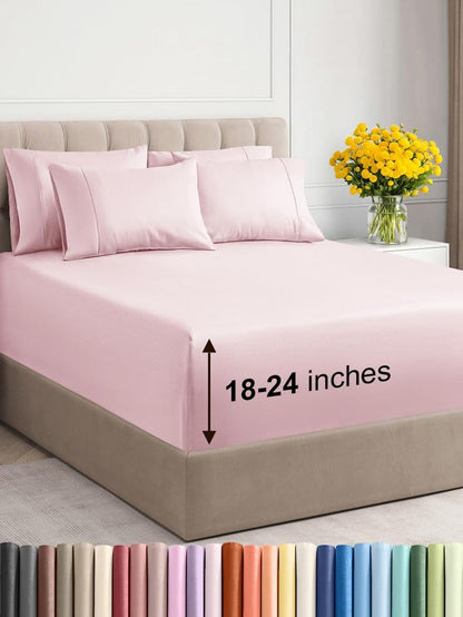 Extra Deep Queen Sheet Set - 6 Piece Breathable & Cooling Sheets - Hotel Luxury Bed Sheets Set - Easy & Secure Fit - Soft, Wrinkle Free & Comfy Sheets Set - White Sheet Set w/Extra Deep Pockets - PuriLite