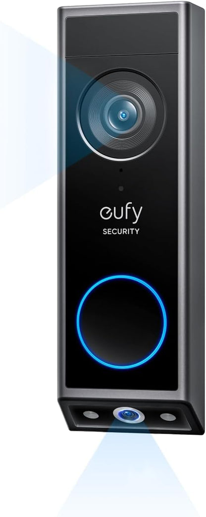 eufy Security Video Doorbell E340 (Battery Powered), Dual Cameras with Delivery Guard, 2K Full HD and Color Night Vision, HomeBase S380 Compatible, No Monthly Fee - PuriLite
