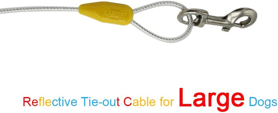 Petest 25ft Reflective Tie-Out Cable for Small Dogs Up to 35 Pounds - PuriLite