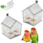 Pull-Out External Parrot Feeder, No Mess Pet Bird Feeders for Cage, Decorative Transparent Bird Bath Tub Easy to Fill, Birds Feeding & Watering Supplies for Parrots (2pcs White)