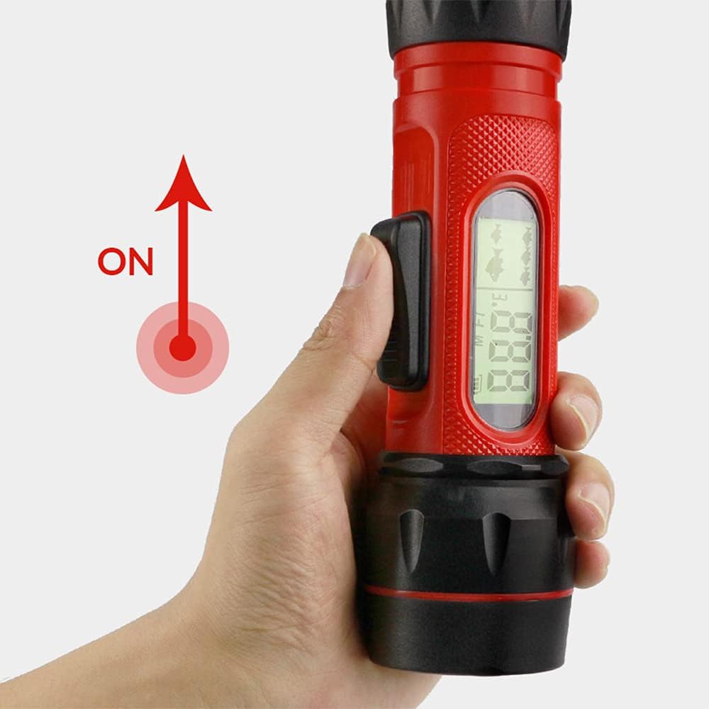 Portable Fish Finder,HUIOP Sonar Ice Fishing Fishfinder with LED Underwater Light Handheld Fishfinder with 0.8-90m Detection Depth - PuriLite