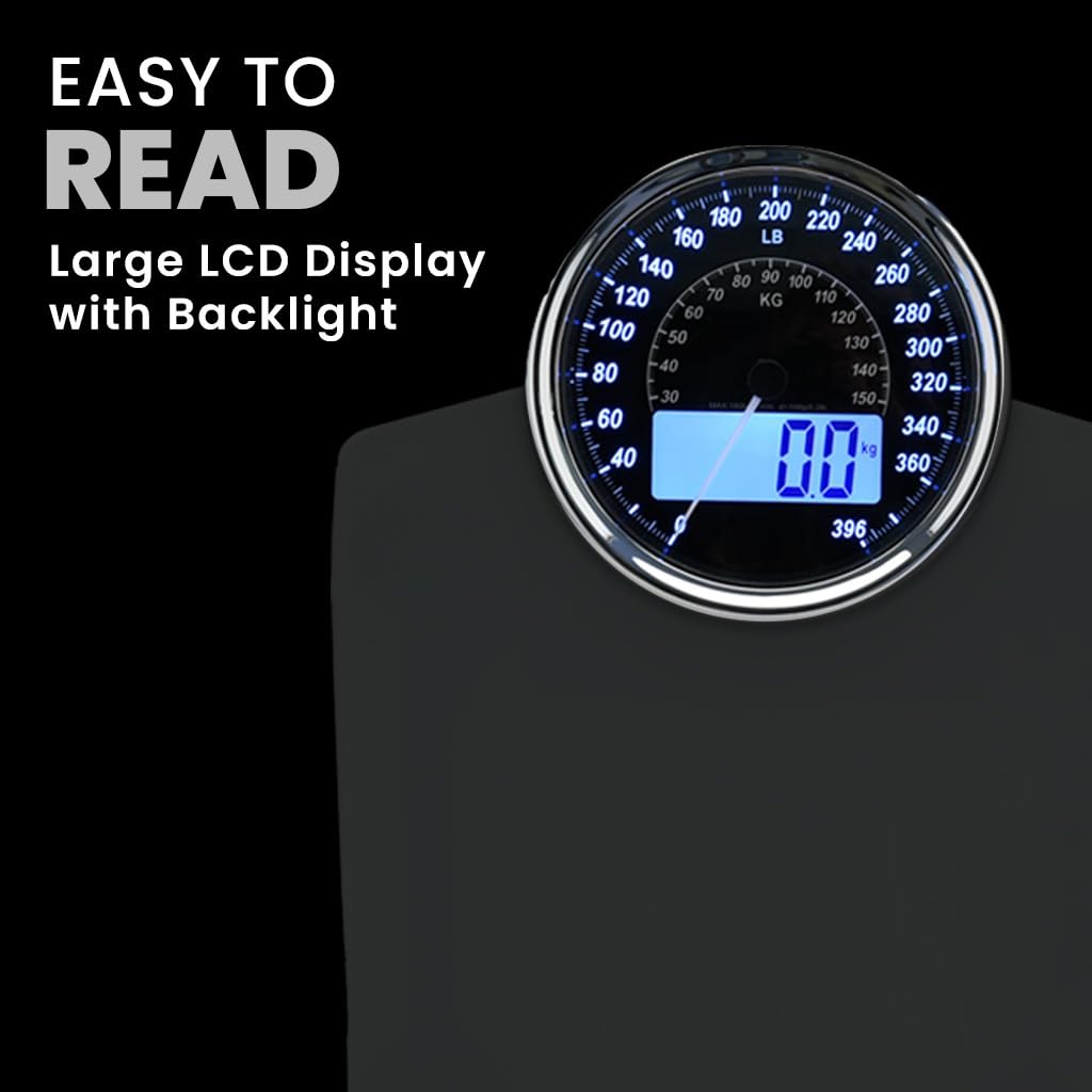 EILISON Highly Advance 2-in-1 Digital & Analog Weighing Scale for Body Weight-400lbs, 4 High Precison GX Sensor Accurate, Thick Tempered Glass, Extra Large Display (White) - PuriLite