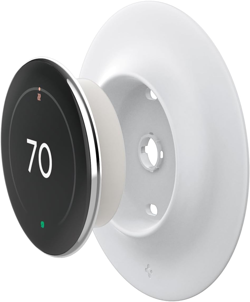 Spigen Wall Plate Designed for New Google Nest Learning Thermostat 4th Generation (2024) Wall Plate - Matte Black - PuriLite