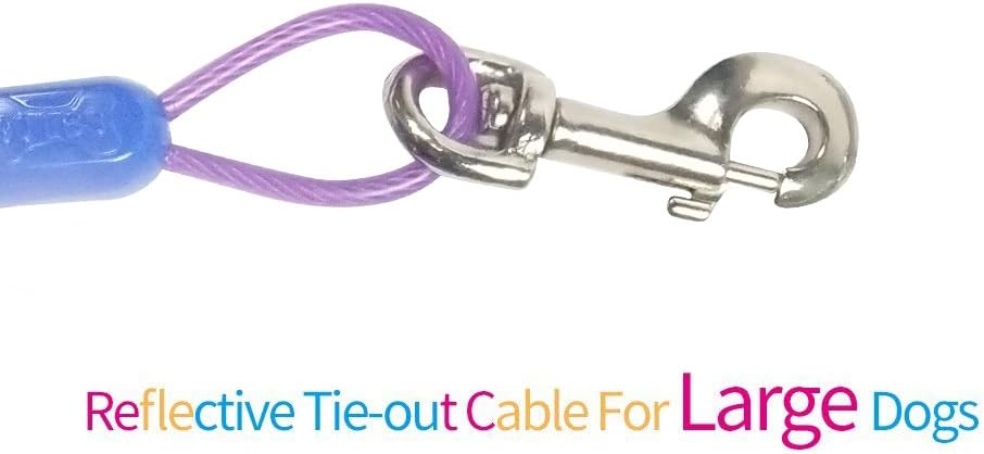 Petest 25ft Reflective Tie-Out Cable for Small Dogs Up to 35 Pounds - PuriLite