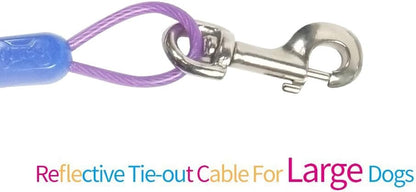 Petest 25ft Reflective Tie-Out Cable for Small Dogs Up to 35 Pounds - PuriLite