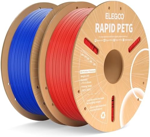 ELEGOO Rapid PETG Filament 1.75mm Black 1KG, 3D Printer Filament Max 600 mm/s High Speed Printing, Dimensional Accuracy +/- 0.02 mm Fit Most FDM Printer 1kg Cardboard Spool - PuriLite