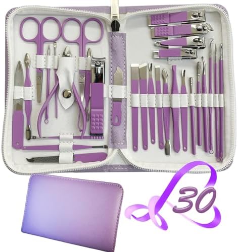 Manicure Set 30 in 1 Nail Clipper set, REDFLOW nail clippers, fingernail & toenail clippers, Manicure Tools, pedicure tools, Suitable for Travel Manicure Kit, Nail Set Kit With Everything Profe - PuriLite