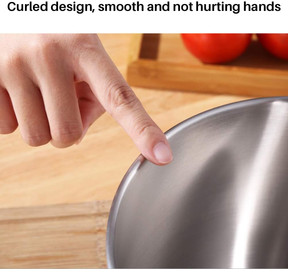 Stainless Steel Mixing Bowl with Lid, Deep Metal Cake Basin, Salad Egg Dessert Baking Bowl - PuriLite
