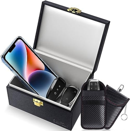Samfolk Faraday Box with Faraday Pouchs, Faraday Box for Car Keys,RFID Key Fob Protector Anti-Theft Key Fob Box, Anti-Theft Cages for Car Keys, Phone and Credit Card - PuriLite