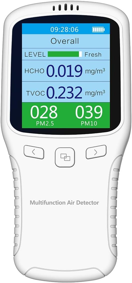 Air Quality Tester, 8 in 1 Air Quality Monitor Indoor，Formaldehyde Detector, voc Meter, Detect Indoor HCHO,TVOC,AQI,PM2.5,PM10,PM1.0,Temperature and Humidity Tester (Black) - PuriLite