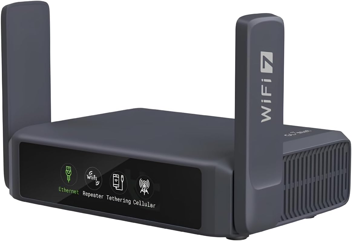 GL.iNet GL-BE3600 (Slate 7) Portable WiFi Router, Dual-Band Travel Wi-Fi 7 Router, Long Range 2.5G Ethernet Wireless Router, WiFi Access Point, VPN Router for Business Trip/Hotel/Mobile/RV/Cruise - PuriLite