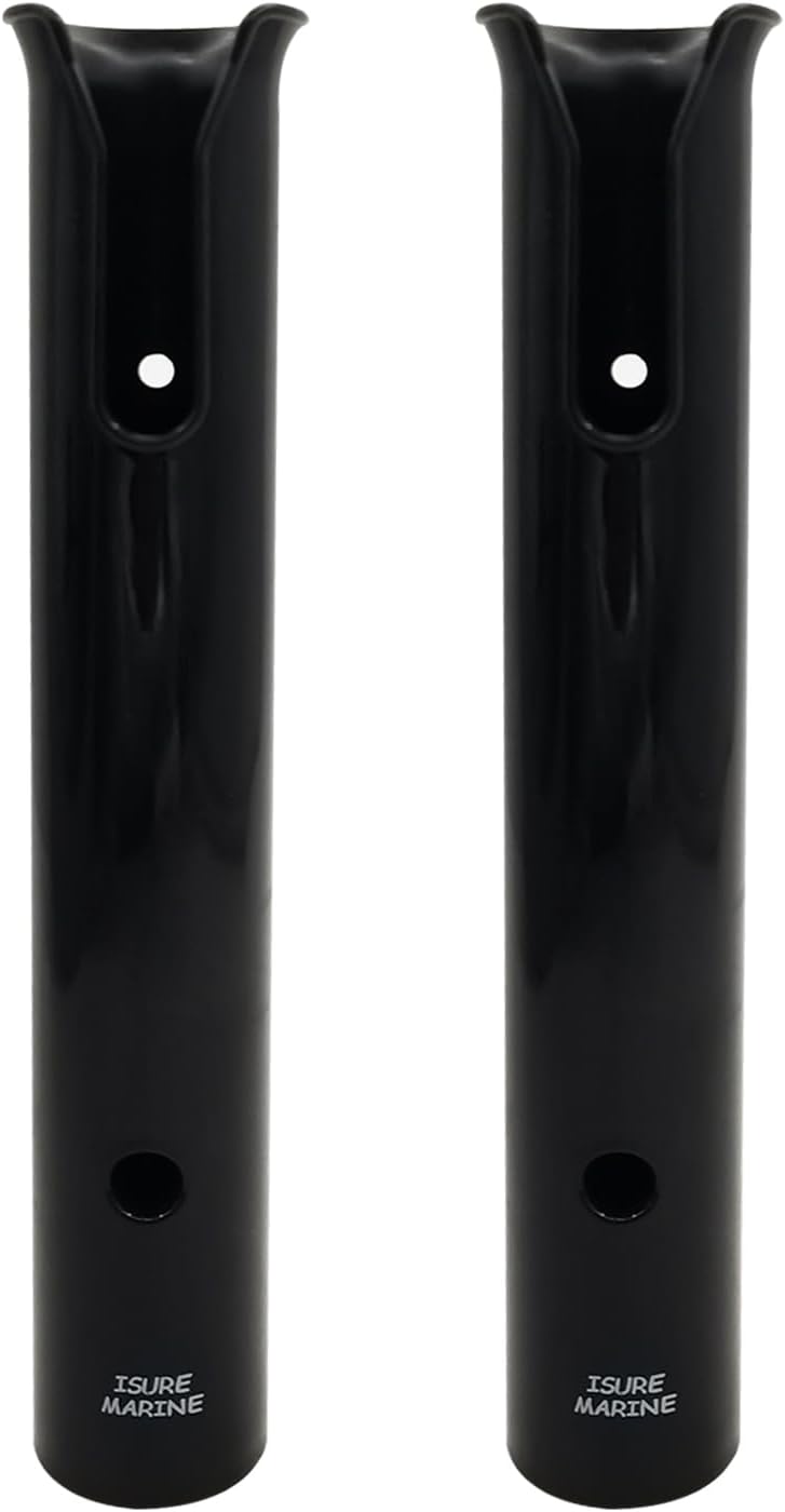 ISURE MARINE 2-Pole Black ABS Plastic Single Tube Multi-Function Fishing Rod Holder, 12" Width, 2" Inlet Diameter - PuriLite
