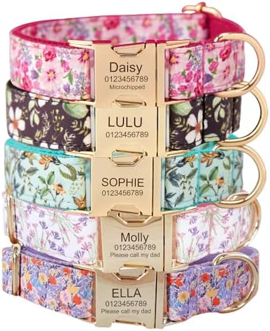 Custom Engraved Dog Collar with Name and Phone Number, Personalized for Small, Medium, and Large Dogs (Plaid) - PuriLite