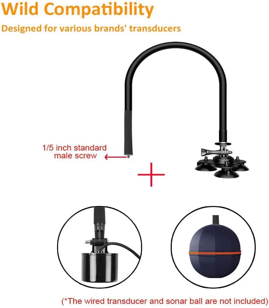 LUCKY Fish Finder Transducer Mount Arm Kayak Bracket Transducer Mounting Arm Flexible for Boat Canoe Kayak Fishing - PuriLite