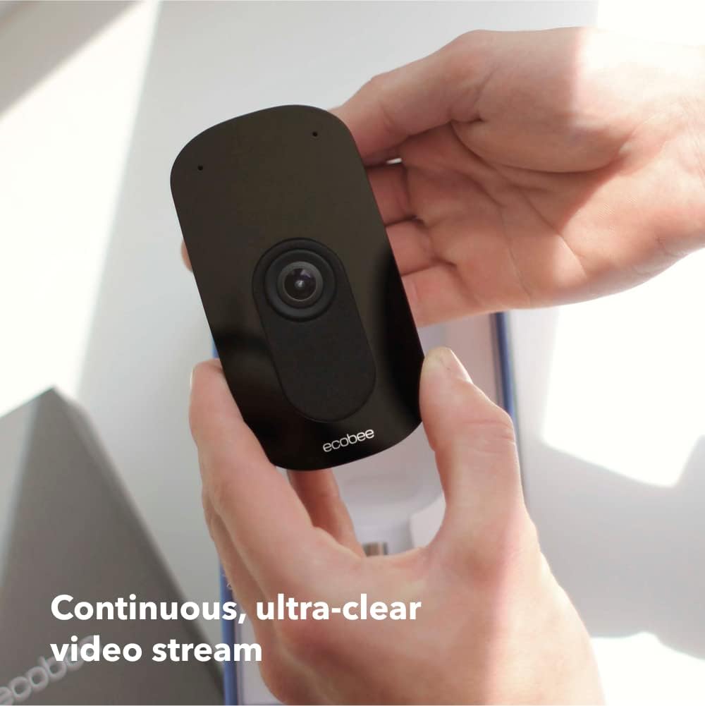 ecobee Smart Camera – Indoor WiFi Security Camera, Smart Home Security System, 1080p HD 180 Degree FOV, Night Vision, 2-Way Audio, Works with Apple HomeKit, Alexa Built in - PuriLite