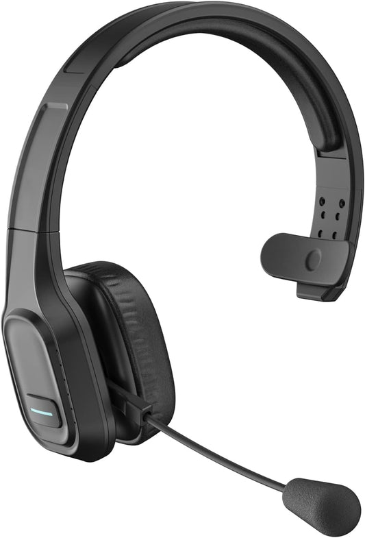 COMEXION Trucker Bluetooth Headset V5.0, Wireless Headset with Noise Canceling&Mute Microphone for Cell Phones, On Ear Bluetooth Headphone for Computer, Zoom Meetings, Skype, Home Office - PuriLite