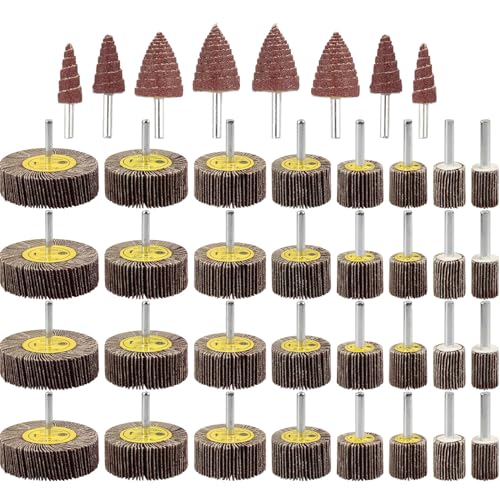 AOKLIT 24 Pcs 80 Grit 1/4inch Abrasive Flap Wheel Sander Set,Aluminum Oxide Flap Wheels Cylindrical Cone Shape Sanding Wheel for Remove Rust and Weld Burr - PuriLite
