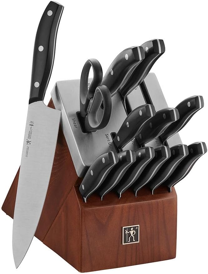 HENCKELS Definition 14 Piece Kitchen Knife Block Set- Professional Cutlery Set, Self Sharpening Knife Block for Chopping, Slicing, Dicing & Cutting - PuriLite