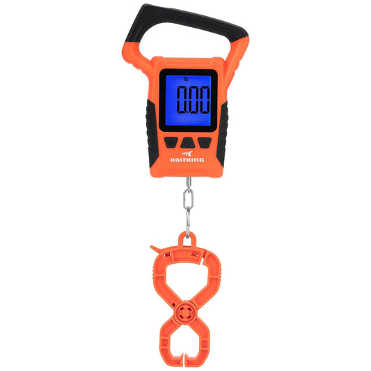 KastKing Fish Scale, WideView Floating Waterproof Digital Scale with No-Puncture Lip Gripper, 2.5” Large LCD Display, 110lb Capacity, Stores up to 9 Weights, Orange - PuriLite