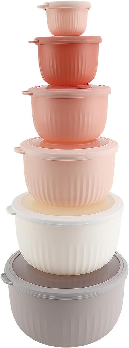 COOK WITH COLOR Prep Bowls with Lids- 8 Piece Nesting Plastic Small Mixing Bowl Set with Lids (Teal Ombre) - PuriLite