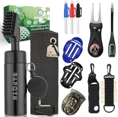 BAPOTH Golf Club Cleaner, Non-Leaking Stretchable Golf Brush with Golf Towel (60 * 40cm), Strong Bristles Brush Can Hold 5 oz Water, Essentials Golf Accessories Gifts for Men Women - PuriLite
