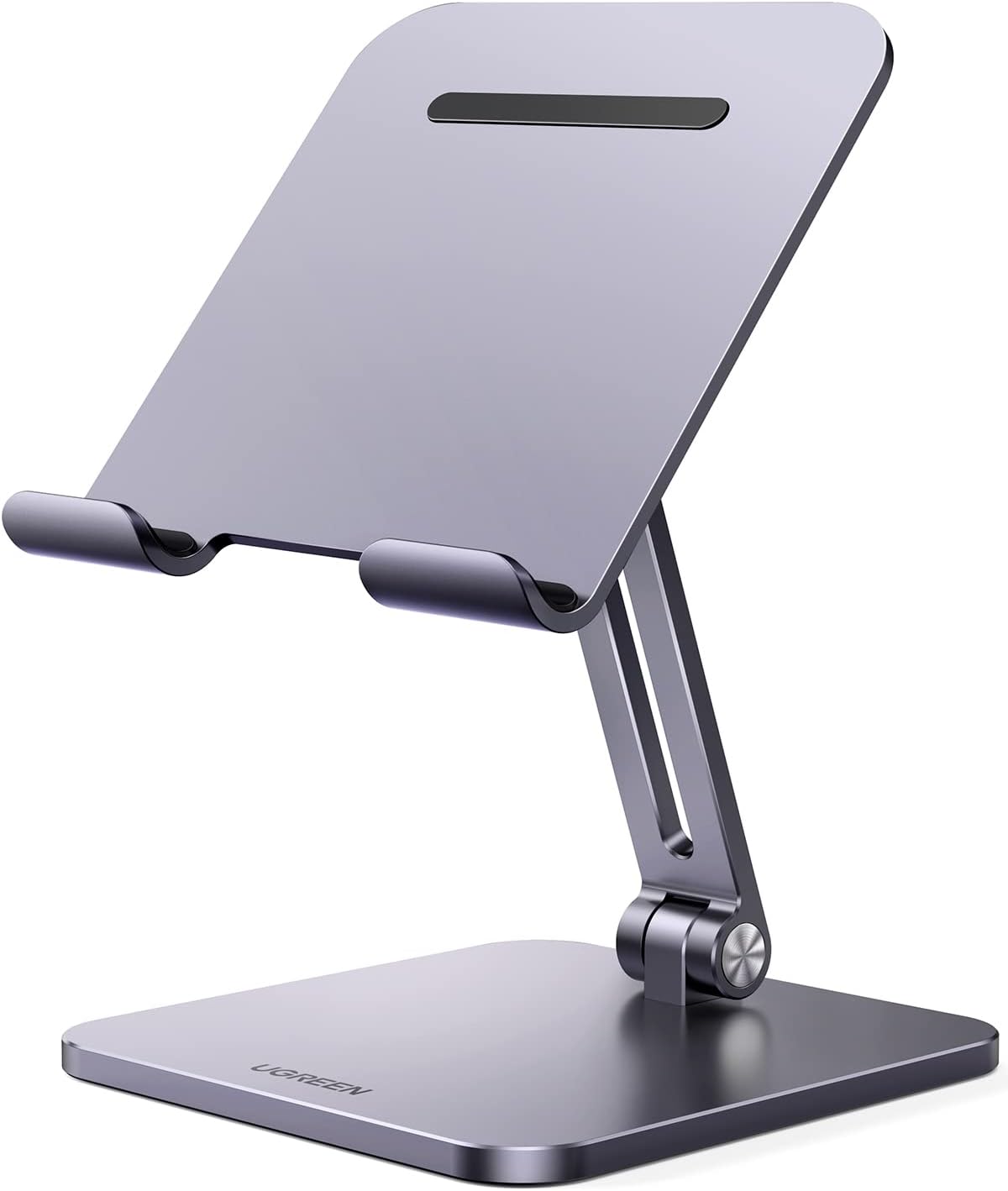 UGREEN Tablet Stand for Desk, Aluminum Stand for iPad Extended Height, Adjustable Foldable Portable Desktop Stand Holder for iPad Pro 12.9 11 9.7 10.5 iPad Air Mini Galaxy Surface iPhone 14 Pro, Grey - PuriLite
