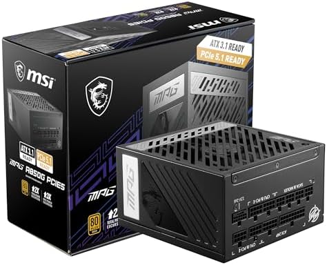 MSI MPG A1250GS PCIE5, 80 Plus Gold Full Modular 1250W Power Supply, 12V-2x6 Cable, ATX 3.1 & PCIE 5.1 Ready - PuriLite