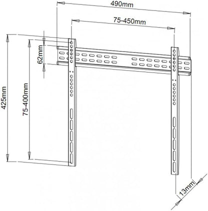 Techly Ultra Slim Fixed TV Wall Mount- 40-65in - PuriLite