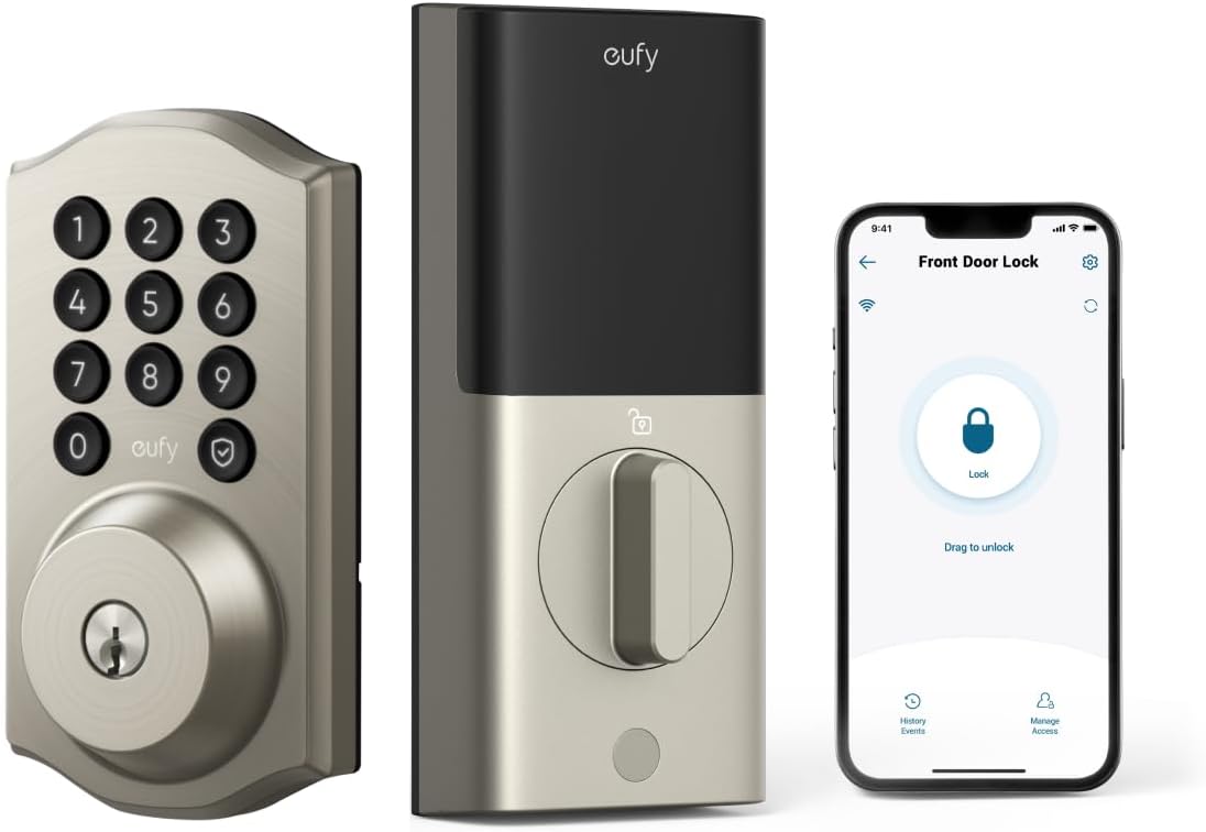 eufy Smart Lock C30, Keyless Entry Door Lock, Built-in WiFi Deadbolt, Smart Lock for Front Door, No Bridge Required, Easy Installation, App Remote Control, Auto Lock, Black - PuriLite