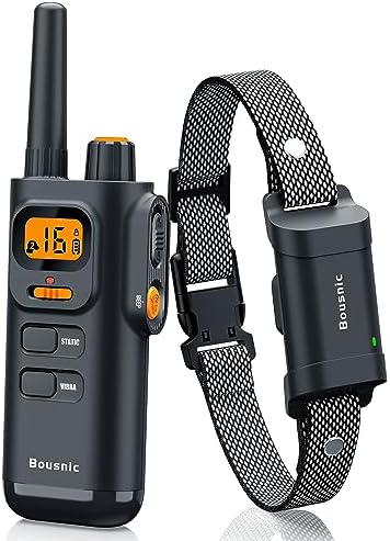Bousnic Dog Shock Collar with Remote - [New Edition] 4000FT Dog Training Collar for Large Medium Small Dogs (8-120lbs) Waterproof Rechargeable E Collar with Beep, Vibration, Safe Shock (Grey) - PuriLite