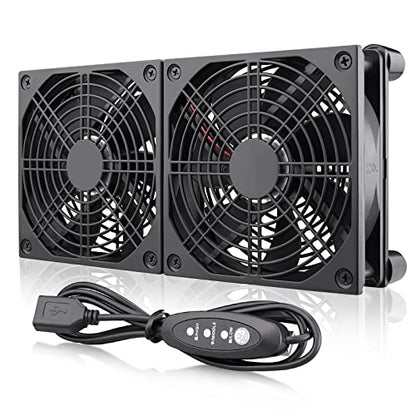 Wathai High Airflow Router Cooling Fan for Computer Cooler TV Small Box DC 5V USB Power 120mm 240mm Fan with Multi Speed Controller - PuriLite