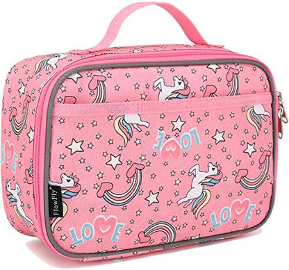 FlowFly Kids Lunch Box Insulated Soft Bag Mini Cooler Back to School Thermal Meal Tote Kit for Girls, Boys, Black - PuriLite