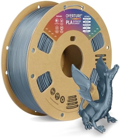 OVERTURE PLA Filament 1.75mm PLA 3D Printer Filament, 1kg Cardboard Spool (2.2lbs), Dimensional Accuracy +/- 0.02mm, Fit Most FDM Printer (Black 1-Pack) - PuriLite