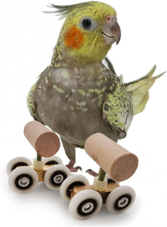 LEEVUS Bird Toys Parrot Mini Roller Skates Double Row Toy Pet Intelligence Training Supplies 2Pcs S