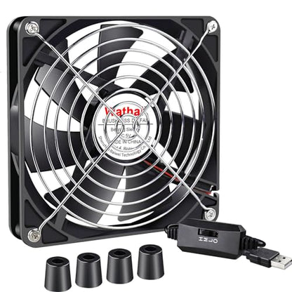 Wathai High Airflow Router Cooling Fan for Computer Cooler TV Small Box DC 5V USB Power 120mm 240mm Fan with Multi Speed Controller - PuriLite