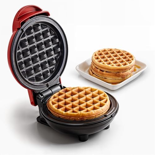 Elite Gourmet EWM015M Electric Nonstick Mini Waffle Maker, Belgian Waffles, Compact Design, Hash Browns, Keto, Snacks, Sandwich, Eggs, Easy to Clean, Mint - PuriLite