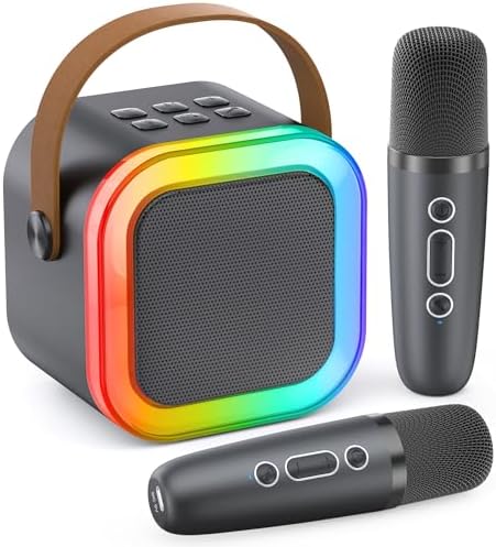 Karaoke Machine for Kids Adults, Portable Bluetooth Mini Karaoke Microphone Singing Speaker Karaoke Player with 2 Wireless Mic Toys for All Smartphones,Birthday, Family,Home Party (Purple) - PuriLite
