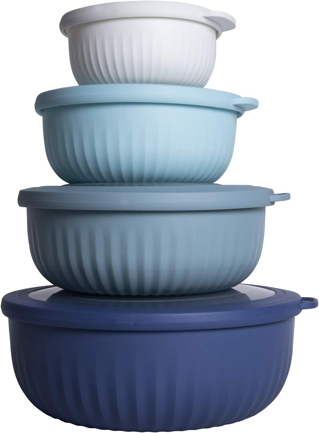 COOK WITH COLOR Prep Bowls with Lids- 8 Piece Nesting Plastic Small Mixing Bowl Set with Lids (Teal Ombre) - PuriLite